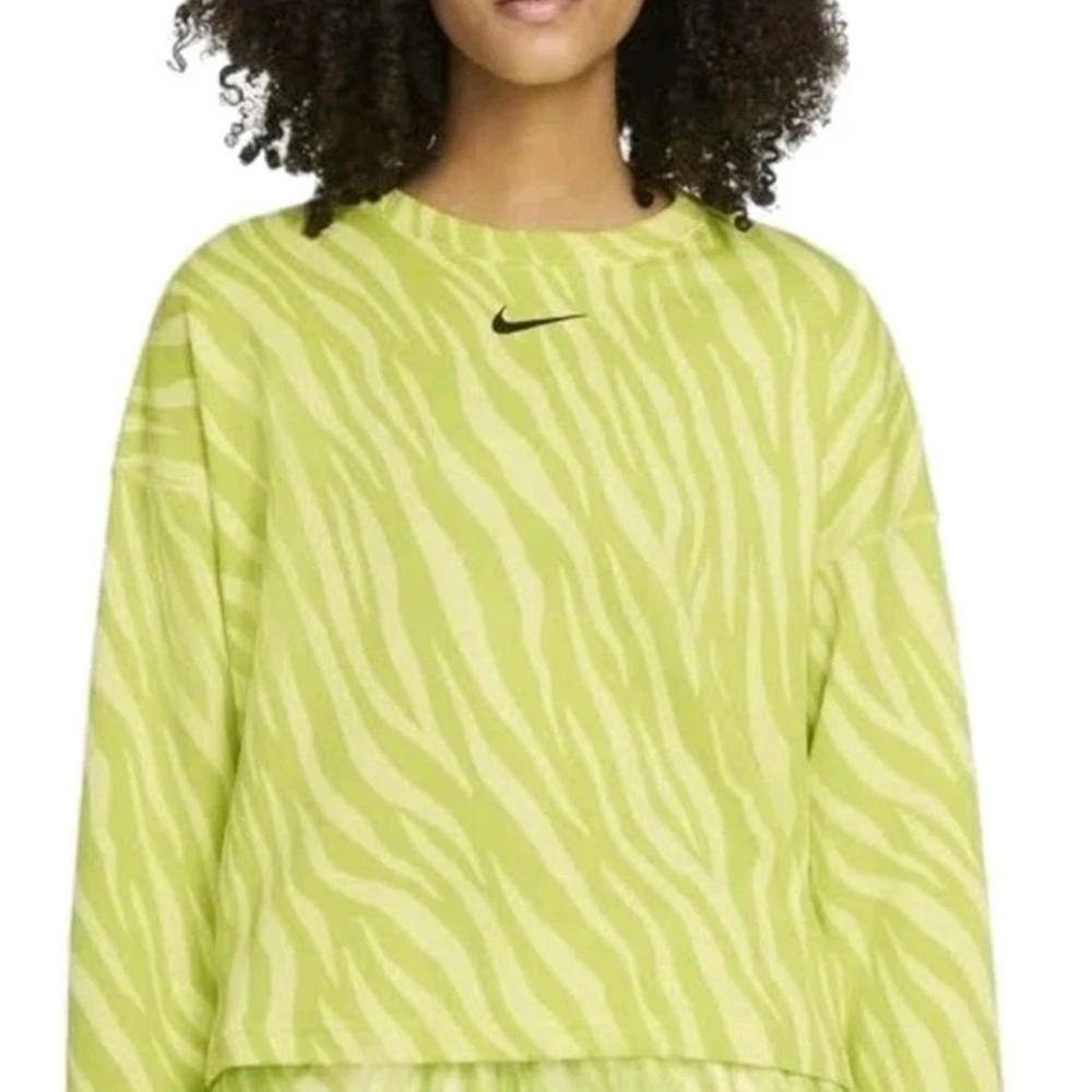 Nike Women's Lime Zebra Print Sweatshirt
